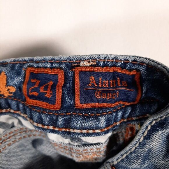 Rock Revival Alanis Stretch Capri Jeans Women's SZ 24 Embroidered Cowgirl Preppy - Picture 7 of 13
